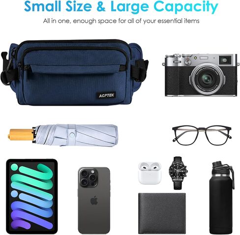 AGPTEK Fanny Pack للنساء والرجال، حقيبة محفظة الخصر ذات سعة كبيرة RFID، حقيبة حزام بوم قابلة للتعديل ومقاومة للماء للسفر والجري والتسوق والمشي لمسافات طويلة ومشي الكلاب وركوب الدراجات والتسلق - أسود in Kuwait