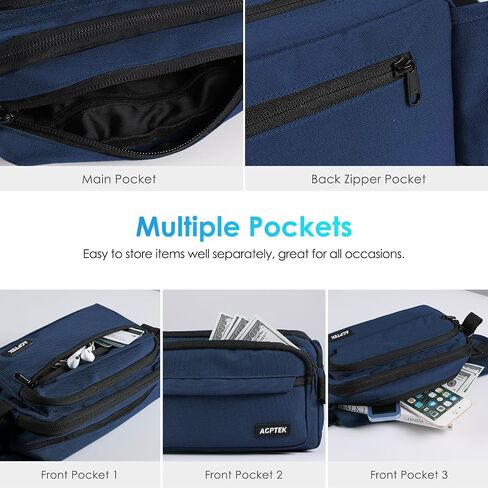 AGPTEK Fanny Pack للنساء والرجال، حقيبة محفظة الخصر ذات سعة كبيرة RFID، حقيبة حزام بوم قابلة للتعديل ومقاومة للماء للسفر والجري والتسوق والمشي لمسافات طويلة ومشي الكلاب وركوب الدراجات والتسلق - أسود in Kuwait