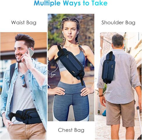 AGPTEK Fanny Pack للنساء والرجال، حقيبة محفظة الخصر ذات سعة كبيرة RFID، حقيبة حزام بوم قابلة للتعديل ومقاومة للماء للسفر والجري والتسوق والمشي لمسافات طويلة ومشي الكلاب وركوب الدراجات والتسلق - أسود in Kuwait