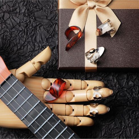 مجموعة 6 قطع من أعواد أصابع البانجو من شابي، بما في ذلك أعواد أصابع من الفولاذ المقاوم للصدأ وأعواد إبهام، وأعواد أصابع معدنية قابلة للتعديل للجيتار والبانجو والآلات (فضية، لون العقيق) in Kuwait