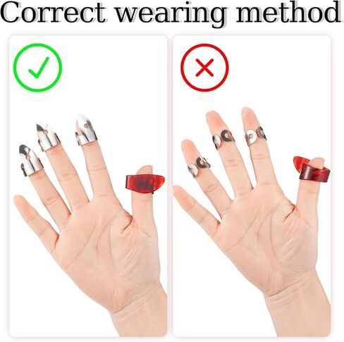 مجموعة 6 قطع من أعواد أصابع البانجو من شابي، بما في ذلك أعواد أصابع من الفولاذ المقاوم للصدأ وأعواد إبهام، وأعواد أصابع معدنية قابلة للتعديل للجيتار والبانجو والآلات (فضية، لون العقيق) in Kuwait