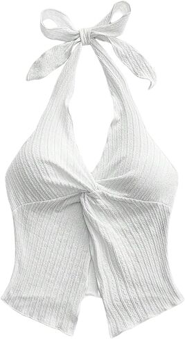 Shenhe Women's Twist Tipt Bride Halter Neck Split Hem Hem Summer Summer Out Out Out Brop Top in Saudi Arabia