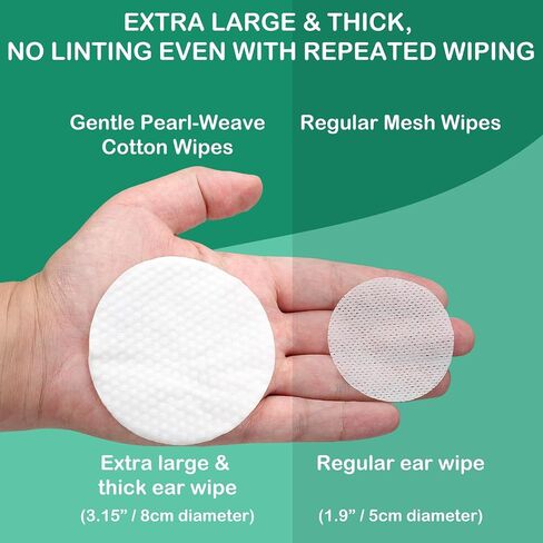 Dog Ear Wipes -100Pcs Pet Ear Cleaning Finger Wipes for Dogs & Cats - Soft & Easy Otic Cleaning Pads, Remove Wax, Dirt & Stop Smelly, Itchy, Non-Irritating in Saudi Arabia