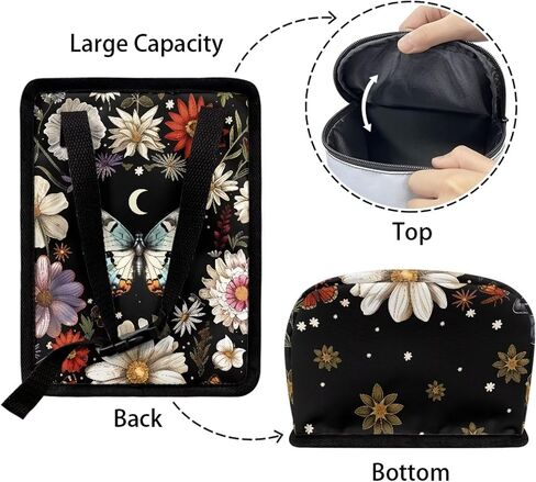 Washable Car Trash Can Hanging Car Garbage Bag for Back Front Seat Console Retro Butterfly Moon Stars Colorful Flower Pattern Cooler & Storage Bag Automotive Garbage Cans in Saudi Arabia