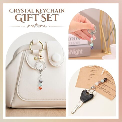 Natural Crystals Keychain Gift Small gifts Healing Stones Keychain Gifts Good luck gifts Inspirational gifts for women in Saudi Arabia