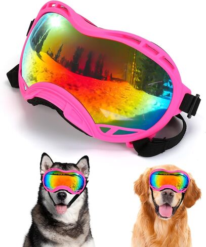 Dog Goggles for Large Dogs, UV Protection Dog Sunglasses Large Breed, Adjustable Strap, Windproof、Dustproof、Anti-Fog Eye Protection Sunglasses for Large and Medium Dogs (Black Frame) in Saudi Arabia