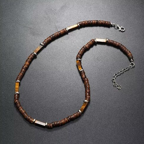 Handmade Wooden Beads Choker Necklace for Men Women Bohemian Coconut Beaded Surfer Necklace Hawaiian Summer Beach Jewelry in Kuwait