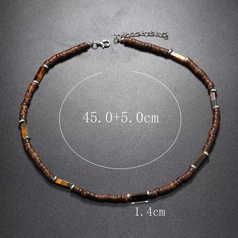 Handmade Wooden Beads Choker Necklace for Men Women Bohemian Coconut Beaded Surfer Necklace Hawaiian Summer Beach Jewelry in Kuwait