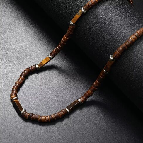 Handmade Wooden Beads Choker Necklace for Men Women Bohemian Coconut Beaded Surfer Necklace Hawaiian Summer Beach Jewelry in Kuwait