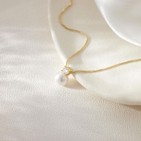 Pearl Necklaces for Women Dainty 14K Gold/Silver Plated Layered Simple Pearl Choker Necklaces Cute Single White Pearl Necklace Teen Gift Trendy Stuff Bridesmaid Gifts Wedding Jewelry in Kuwait