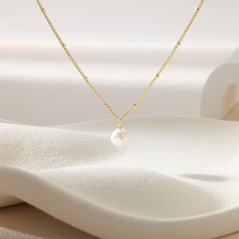 Pearl Necklaces for Women Dainty 14K Gold/Silver Plated Layered Simple Pearl Choker Necklaces Cute Single White Pearl Necklace Teen Gift Trendy Stuff Bridesmaid Gifts Wedding Jewelry in Saudi Arabia