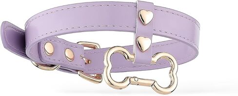 Handmade Bone Ring Leather Choker Collar For Women, Cute Pastel Pink Choker Necklace with Bone Shaped Pendant and Heart Rivets in Kuwait