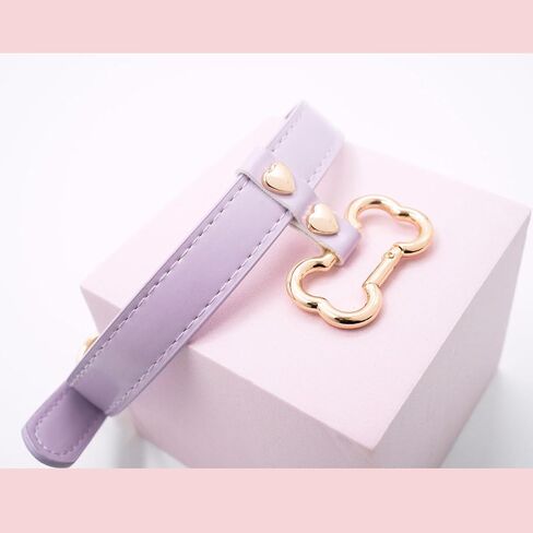 Handmade Bone Ring Leather Choker Collar For Women, Cute Pastel Pink Choker Necklace with Bone Shaped Pendant and Heart Rivets in Kuwait