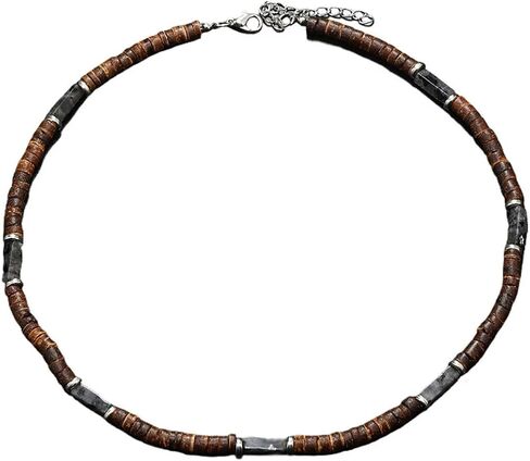 Handmade Wooden Beads Choker Necklace for Men Women Bohemian Coconut Beaded Surfer Necklace Hawaiian Summer Beach Jewelry in Kuwait