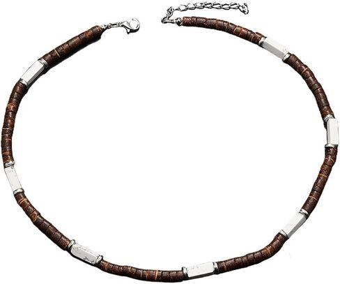Handmade Wooden Beads Choker Necklace for Men Women Bohemian Coconut Beaded Surfer Necklace Hawaiian Summer Beach Jewelry in Kuwait