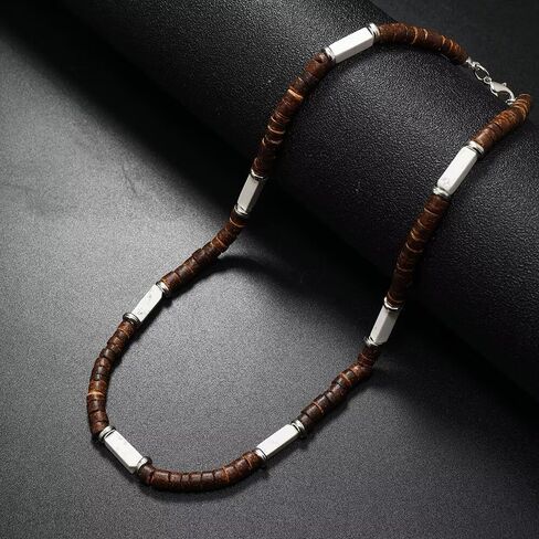 Handmade Wooden Beads Choker Necklace for Men Women Bohemian Coconut Beaded Surfer Necklace Hawaiian Summer Beach Jewelry in Kuwait