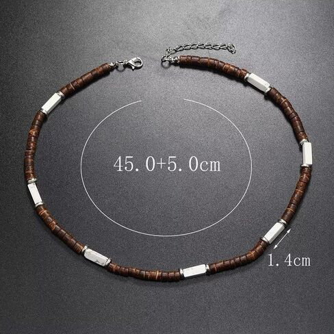 Handmade Wooden Beads Choker Necklace for Men Women Bohemian Coconut Beaded Surfer Necklace Hawaiian Summer Beach Jewelry in Kuwait
