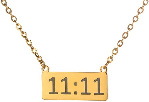 Women's Stainless Steel 11 11 Angel Number Necklace Dainty Bar Pendant Necklace Choker Chain Numerology Jewelry in Saudi Arabia