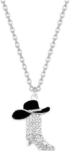 Dreuyet Charm Cowgirl Boots Necklace for Women Luck Luck Rhinestones Monast Boots Netclaces Vintage Boho Hat Ncoker Netclace Gestern Moledry Gifts in Kuwait