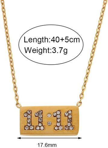 Women's Stainless Steel 11 11 Angel Number Necklace Dainty Bar Pendant Necklace Choker Chain Numerology Jewelry in Saudi Arabia