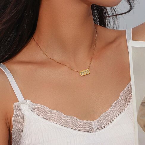 Women's Stainless Steel 11 11 Angel Number Necklace Dainty Bar Pendant Necklace Choker Chain Numerology Jewelry in Saudi Arabia