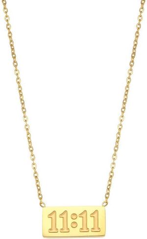 Women's Stainless Steel 11 11 Angel Number Necklace Dainty Bar Pendant Necklace Choker Chain Numerology Jewelry in Saudi Arabia