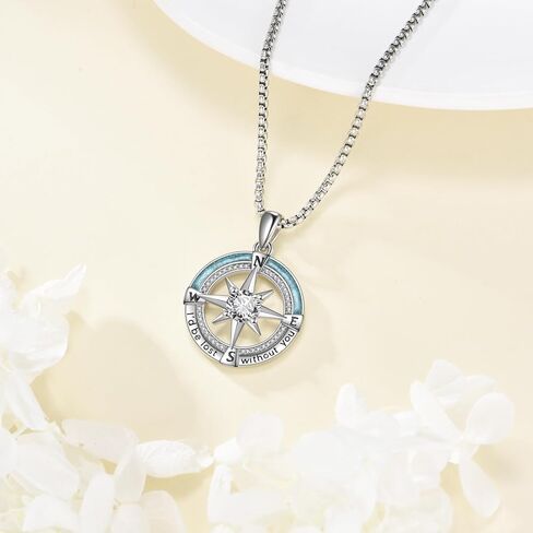 Compass Necklace 925 Sterling Silver Birthstone Necklace Turquoise Compass Pendant Jewelry for Women in Saudi Arabia