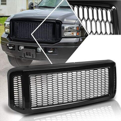 Honeycomb Mesh Pront Pumper Grille Grille متوافق مع 05-07 Ford F250-F550 SD ، Black in Kuwait