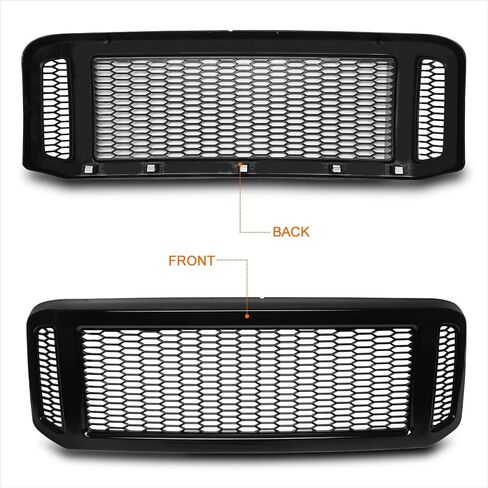 Honeycomb Mesh Pront Pumper Grille Grille متوافق مع 05-07 Ford F250-F550 SD ، Black in Kuwait