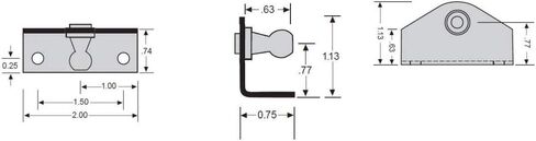 10mm Ball-Stud Brackets (4 Pack) (2" L x 0.75" W x 1.125" H) - Black Powder-Coating Over Zinc-Plating - Gas Strut Lift Support Fittings RT-60-00004-4 in Saudi Arabia