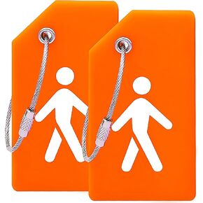 Luggage Tags for Suitcases 2 Pack Quickly Spot Silicone Traveling Bag Labels with Name ID Card Privacy Protection Travel Essentials Orange AIR