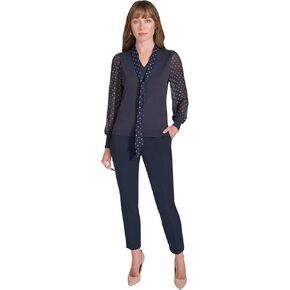 Tommy Hilfiger womens Long Sleeve Neck Tie Blouse