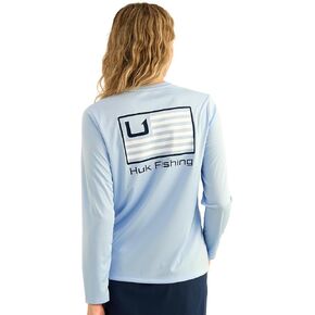 HUK Women's Pursuit Patterned Crew Long Sleeve Shirt