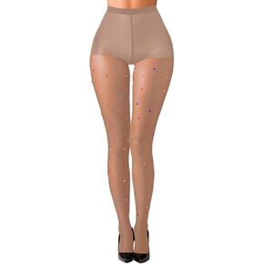 Colorful Rhinestone Sparkly Tights,Sexy Sheer Pantyhose For Women,Glitter Stockings Club Rave Festival Concert