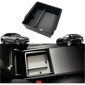 Armrest Console Organizer Tray for 2025 Tesla Model Y Refresh Juniper & Tesla Model 3 Highland 2023-2025 Interior Accessories | 2-Layer Anti-Slip Design | Interior Storage Upgrade