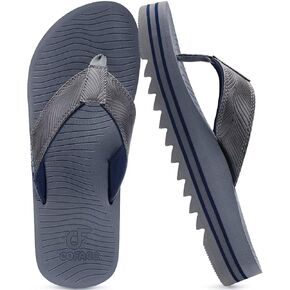 COFACE Mens Arch Support Flip Flops Yoga Mat Comfortable Thick Cushion Recovery Walking Thong Sandals Lightweight Slip On Summer Beach Slippers