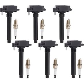 1ST Ignition Coil Pack and Iridium Spark Plugs 6PCS for Dodge Grand Caravan 2011-2020, for Jeep Grand Cherokee 2011-2015, for Wrangler 2012-2017 Replaces OE: UF-648 + 93175