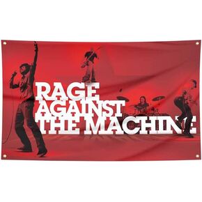 Music Classic Red Rage Against Background Machine Rap Music Tapestry Poster Room Gym Man Cave Wall Decorations 3X5ft