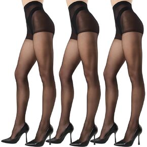 3 Pairs pantyhose for women，20 Denier High Waist sheer tights