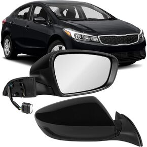 المرآة الجانبية متوافقة مع Kia Forte 2017 2018 SX/S/EX/LX Door Mirror Assembly W/HAPED/MULITION POWER GLASS ، استبدل KI1320213 (السائق الأيسر/5pins)