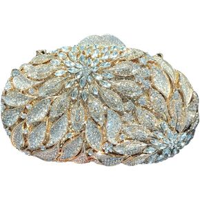 Luxury Crystal Clutch Rhinestones Evening Bag Hollow Out 3D Flower Handbag Evening Wedding Prom Bag