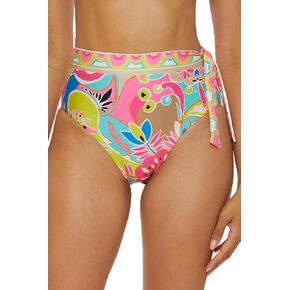 Trina Turk Women's Venus Banded Side Tie High Waisted Bikini Bottom, Cheeky Coverage, Swimwear Separates