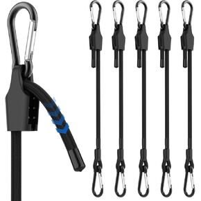 6 Pcs 36 Inch Adjustable Bungee Cord with Hooks, Easy to Adjust from 7" to 36", Heavy Duty Outdoor Carabiner Bungee Cord for Cargo Bike Luggage Carts Truck (Black)