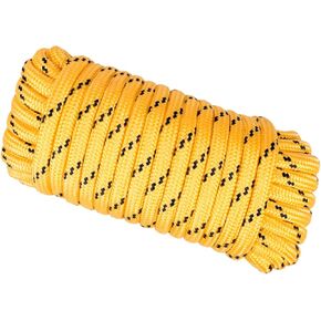 DT-Rope 1/2 in x 100 ft High-Strength Nylon Braided Rope - Heavy Duty Utility Cord for Camping, Hiking, Boating & Outdoor Use (Black-Multicolor)