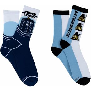 Everything Legwear Doctor Who Crew Socks (2 Pair) - Time Lord - One Size Fits Most