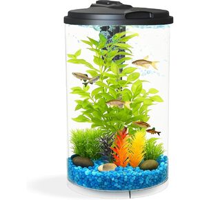 Koller Products AquaView 3-Gallon 360 Aquarium with LED Lighting (7 Color Choices) and Power Filter, 10.25 x 10.25 x 14.5
