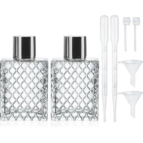 YU FENG 2 Pack Refillable Glass Spray Perfume Bottles 100ml / 3.4 oz Cosmetic Fine Mist Atomizer Bottle Empty Portable Clear Glass Essential Oil Container for Travel