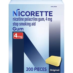 Nicorette Nicotine Gum Stop Smoking Aid, 4 mg, Original Flavor - 200 Count