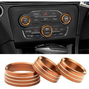 Air Conditioner Switch CD Button Knob Fit for 2015-2019 Dodge Challenger/Chrysler 300 300s 2015-2019 Charger Interior Accessories Decoration Aluminum Alloy (Orange)