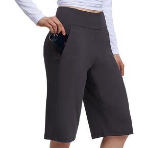 HOTSUIT Women's Bermuda Long Shorts with Pockets High Waisted 14" Casual Knee Length Shorts for Yoga Running Athletic